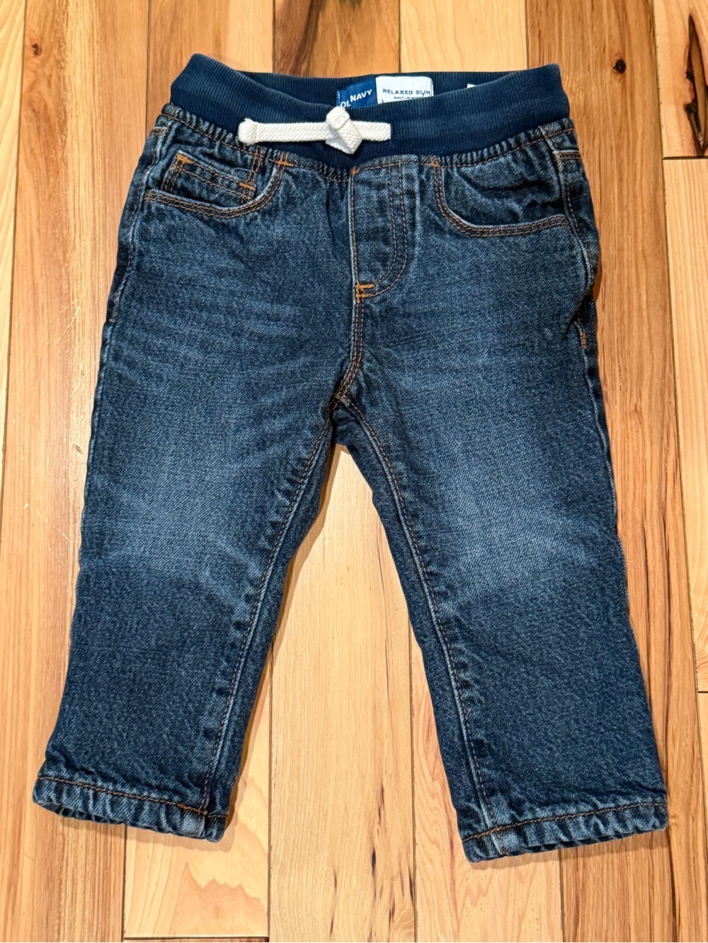 Old Navy Navy Blue Fleece Lined Pull-On Toddler Jeans